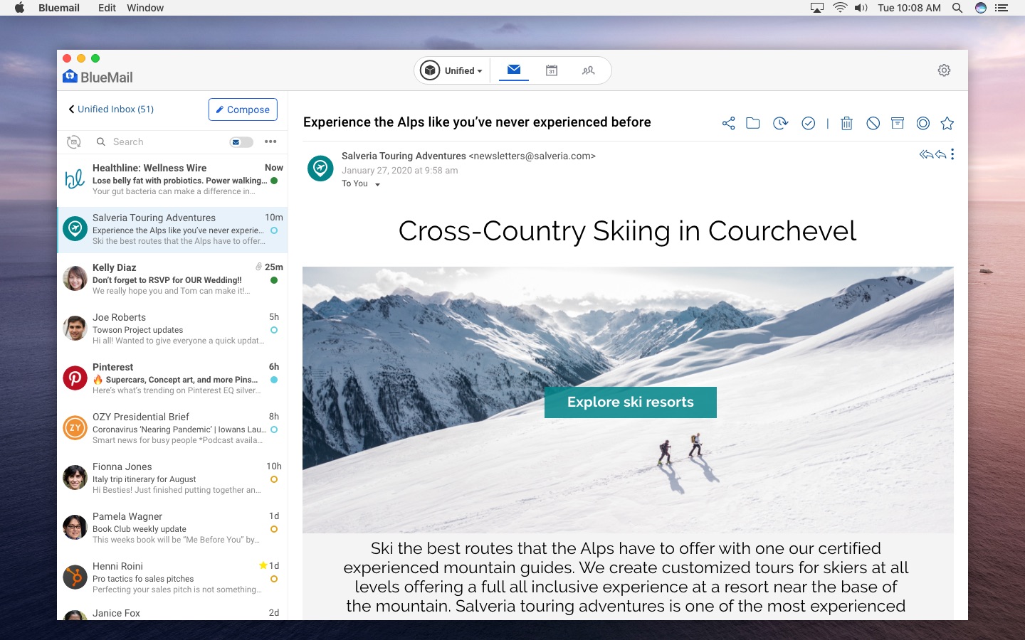 Screenshot do app BlueMail
