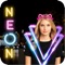 Neon light effect edit your photo to look cute girl with hundred of heart crown effect, flower crown, dog face camera, cat stickers, neon light