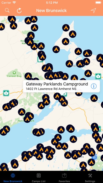 Screenshot #1 pour New Brunswick – Camps RV Parks