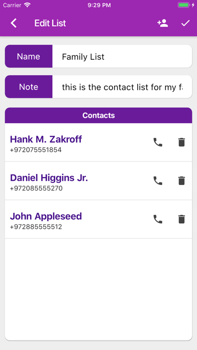 Contact Lists screenshot 2