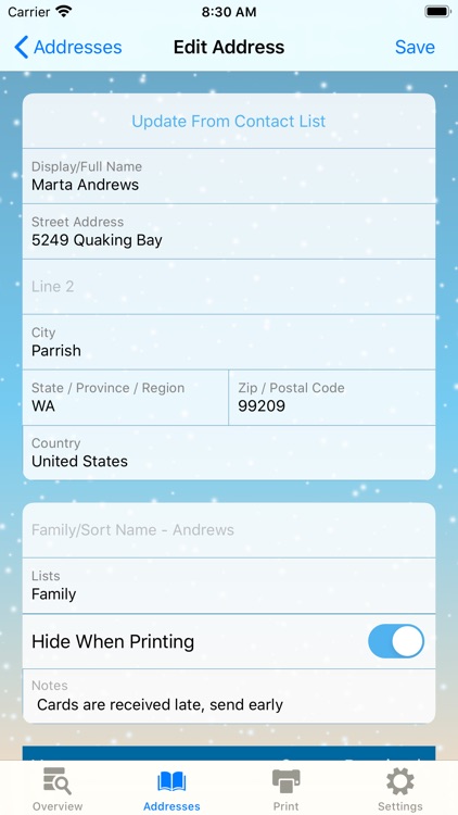 The Christmas Card List