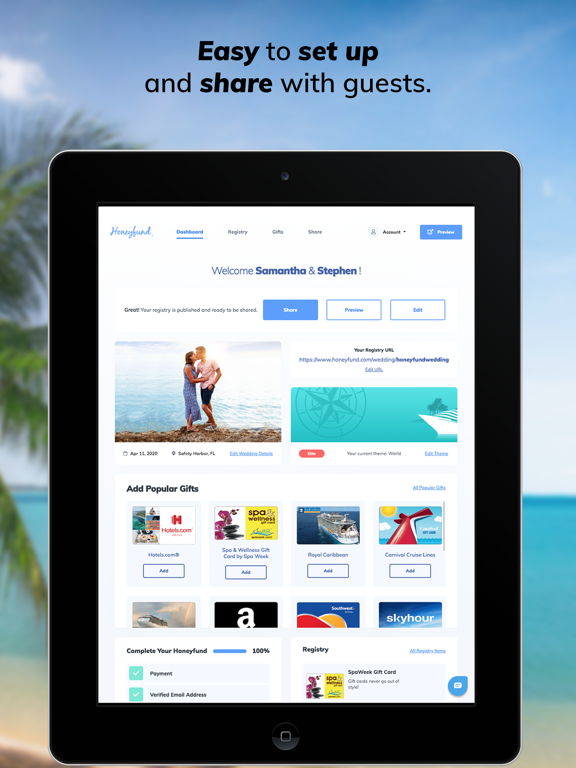 Honeyfund Wedding Registry - #1 Honeymoon Registry screenshot