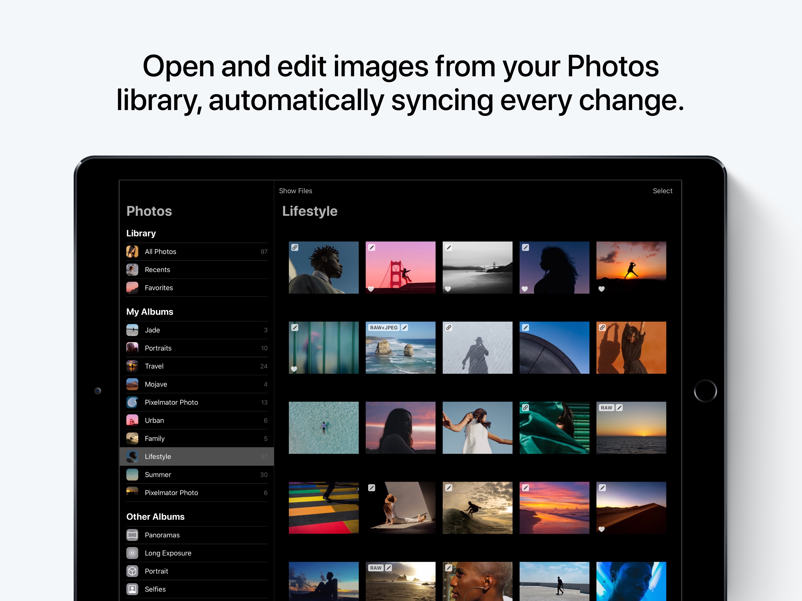 Screenshot do app Pixelmator Photo: Pro Editor