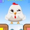 Chicken eats candy and avoid bombs by jumping and run on platforms