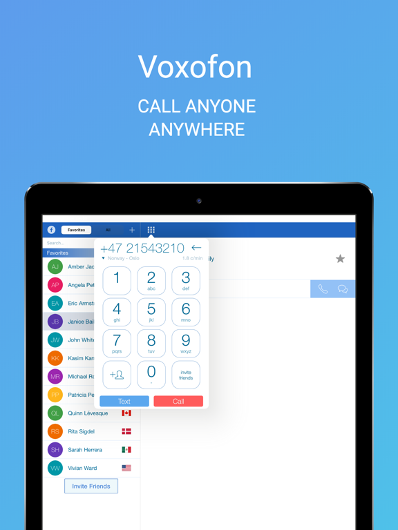 Free Calling and Free Texting App, Cheap International Phone Calls and Messenger for iPhone, iPod and iPad by Voxofon screenshot