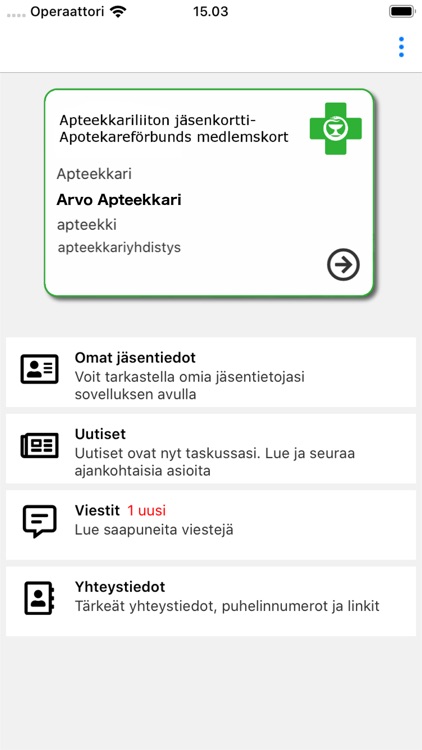 Apteekkariliiton jäsenkortti