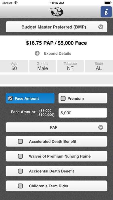 OAIC Insurance Rate Calculator screenshot 2