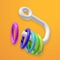 In Off The Hook, your goal is spin the metal shape around, and aim it so the colorful rings end up in the hole