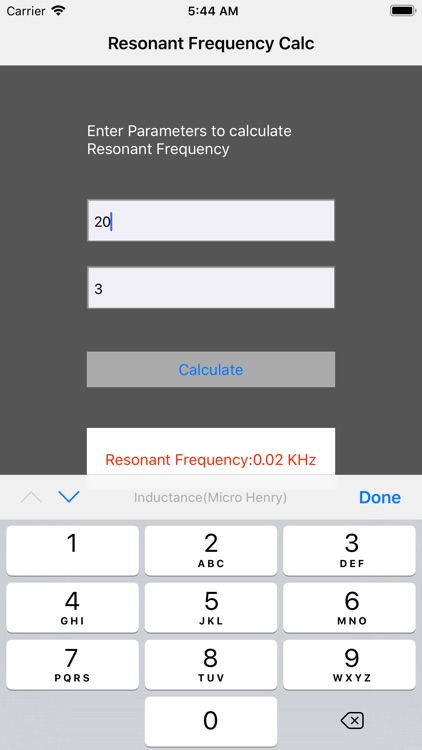 Resonant Frequency Calc