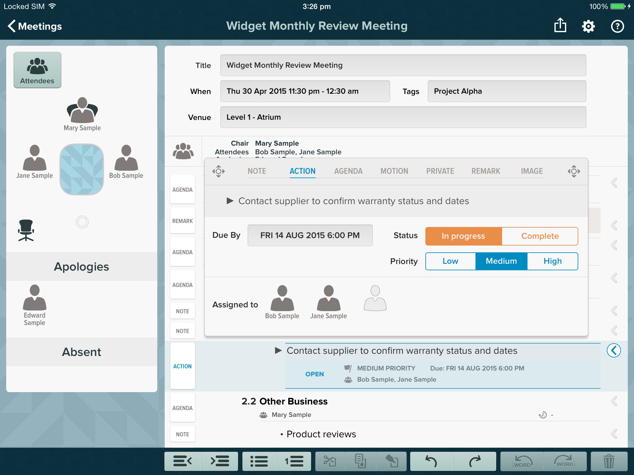 for Meetings: Minutes & Agenda screenshot 2