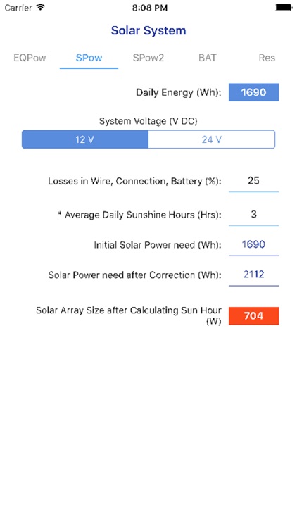 PV Calculator - off grid