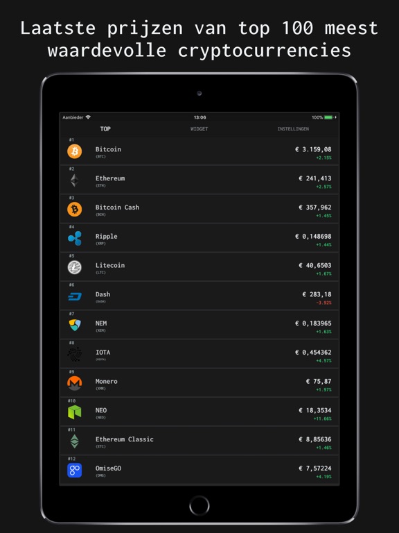 Cryptocurrency Koers iPad app afbeelding 3