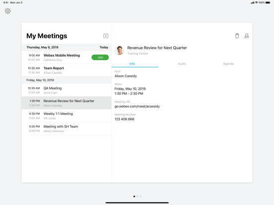 Cisco WebEx Meetings screenshot