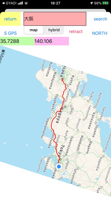 GPS Map with red line chase