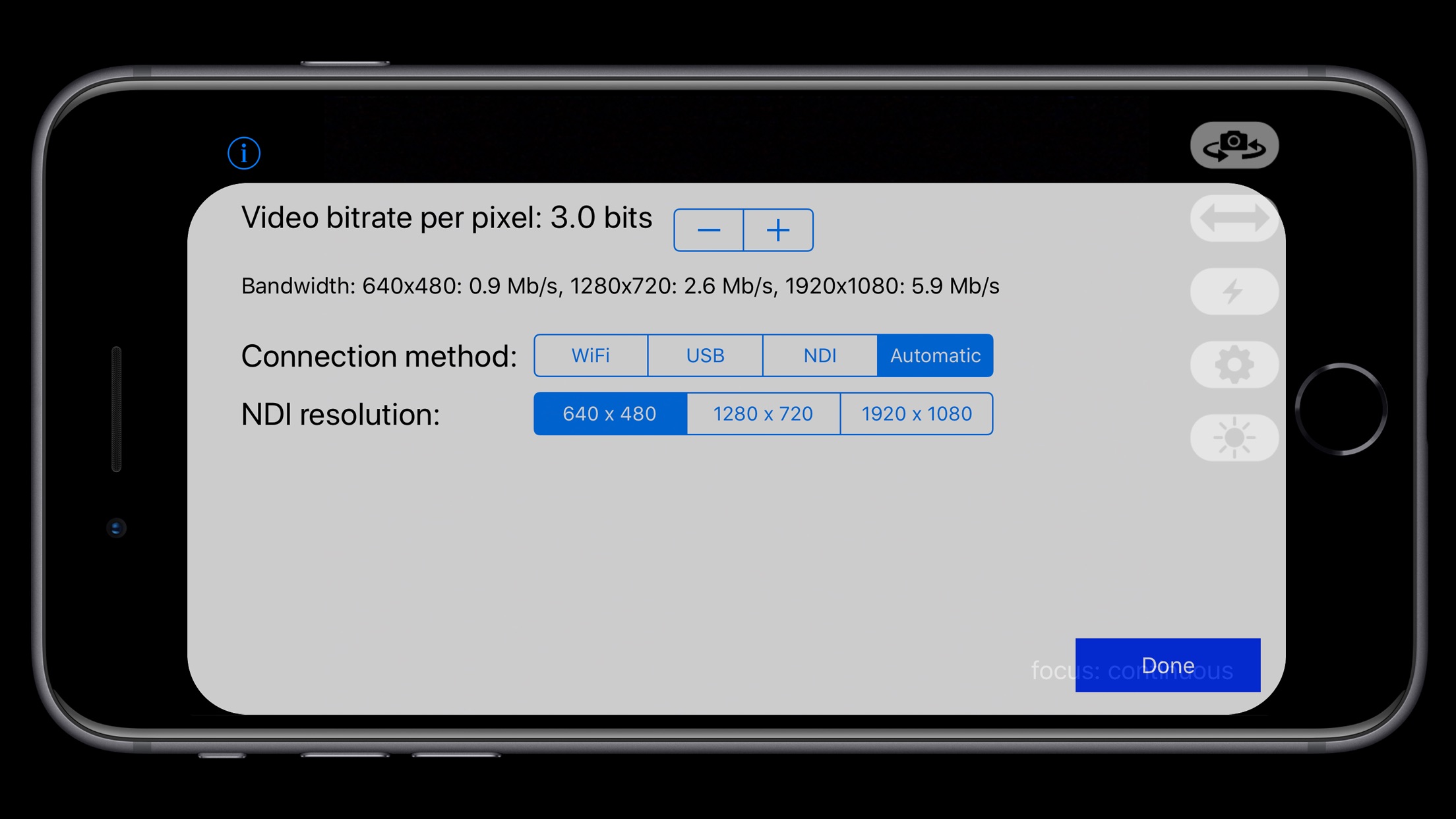 Screenshot do app EpocCam Webcam HD para Mac/PC