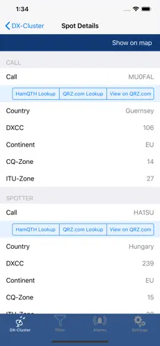 Captura 4 iCluster - DX-Cluster database iphone