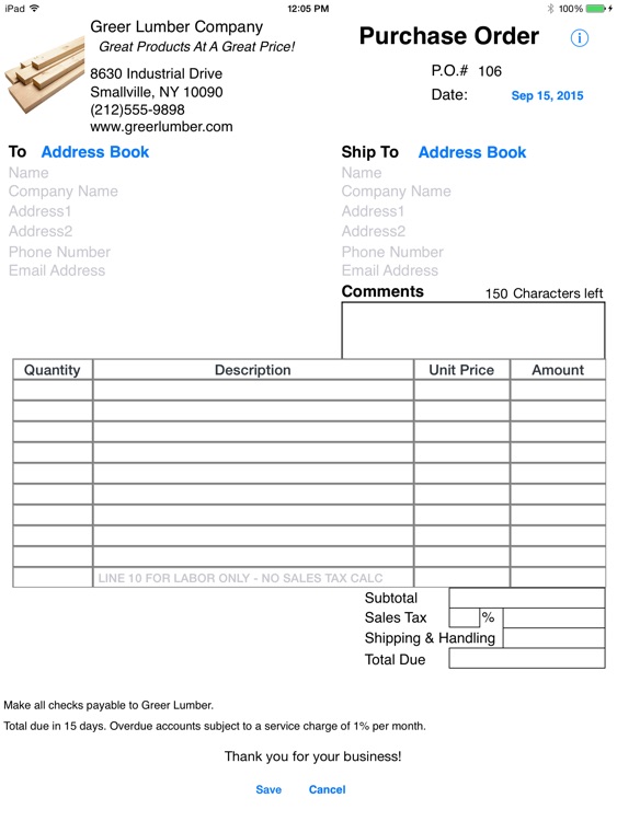 Simple Purchase Order