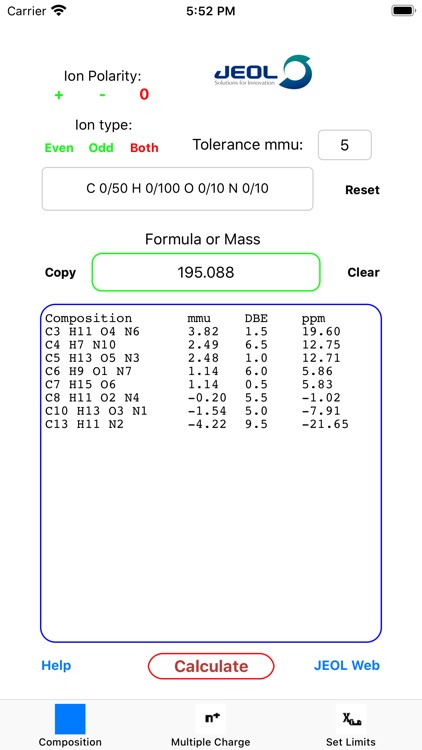 JEOL MS Calculator