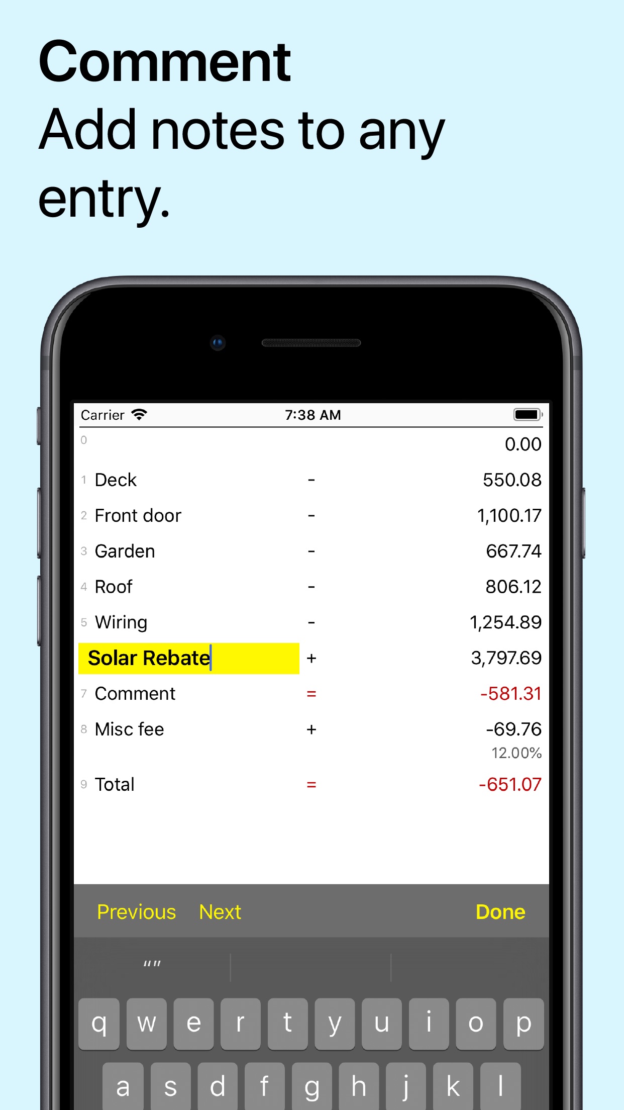 Screenshot do app Digits Tape Calculator