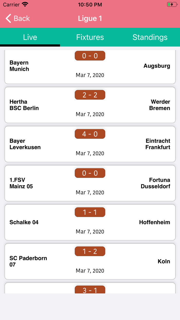 One Stop Football - Live Score