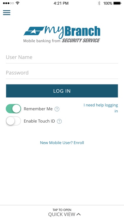 Security Service myBranch App