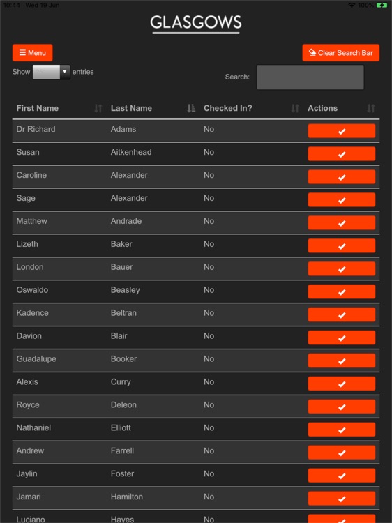 Glasgows' Guest Check In App