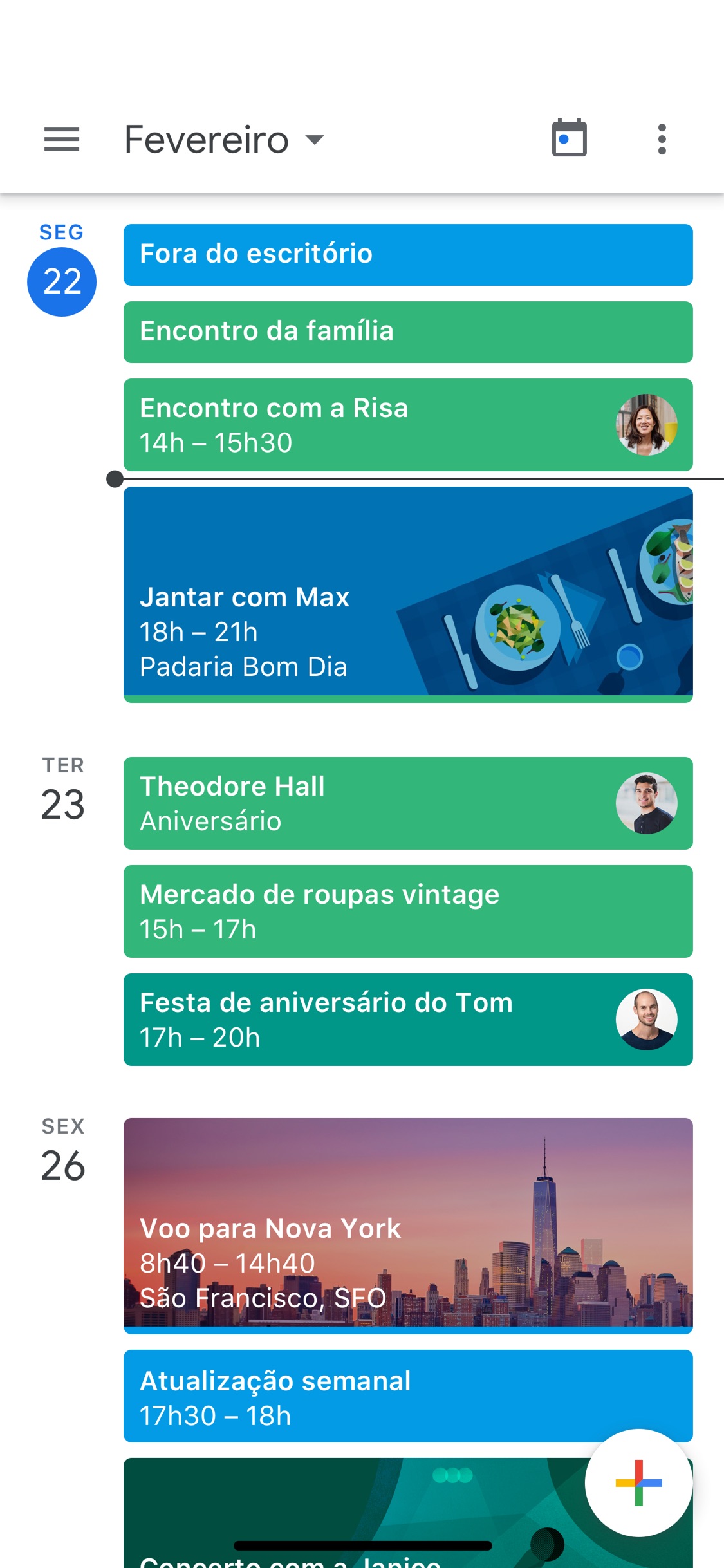 Screenshot do app Google Agenda