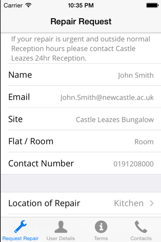 Newcastle University Accomm. screenshot 2