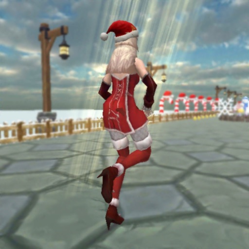 Christmas Santa Girl Run Icon