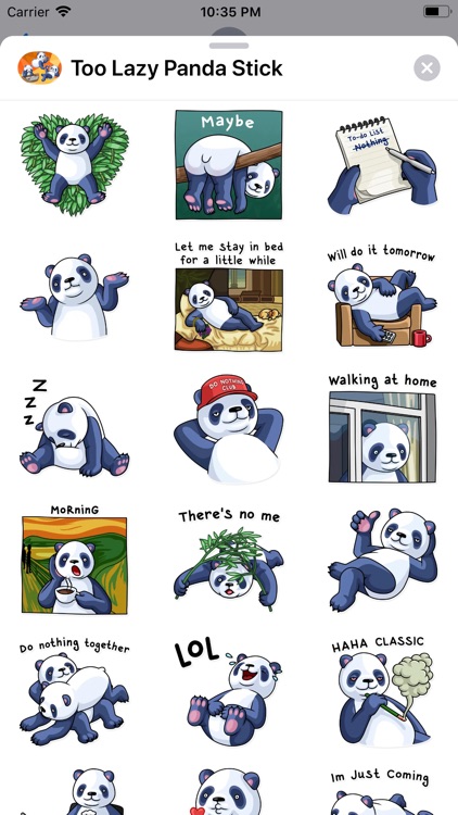 Kawaii Lazy Panda Stickers