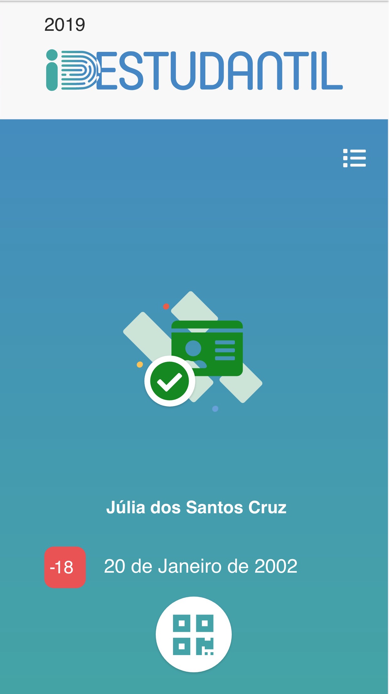 Screenshot do app ID Estudantil