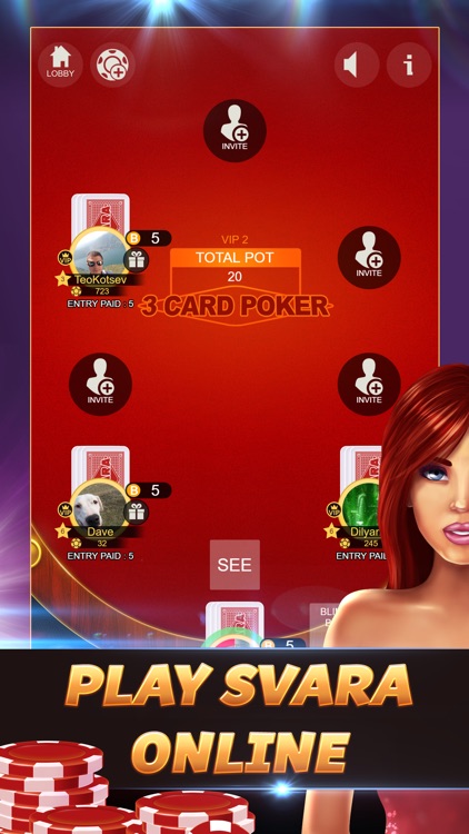 Svara - 3 Card Poker Online