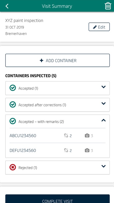 How to cancel & delete Container Inspection from iphone & ipad 3