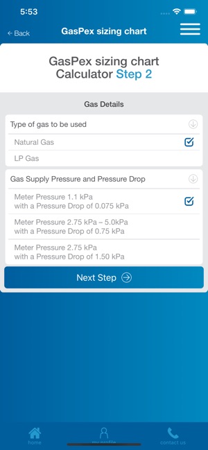 Gaspex Sizing Chart