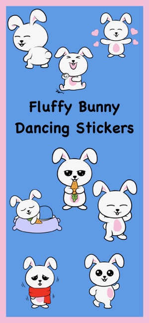 Fluffy Bunny Dancing Stickers