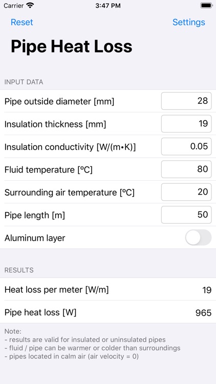 Pipe Heat Loss