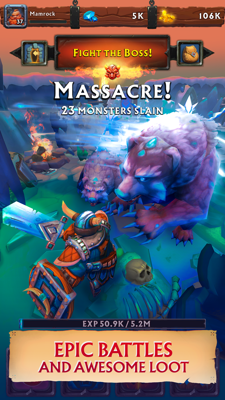 Never Ending Dungeon IDLE RPG Hack screenshot 1 - iOS game interface