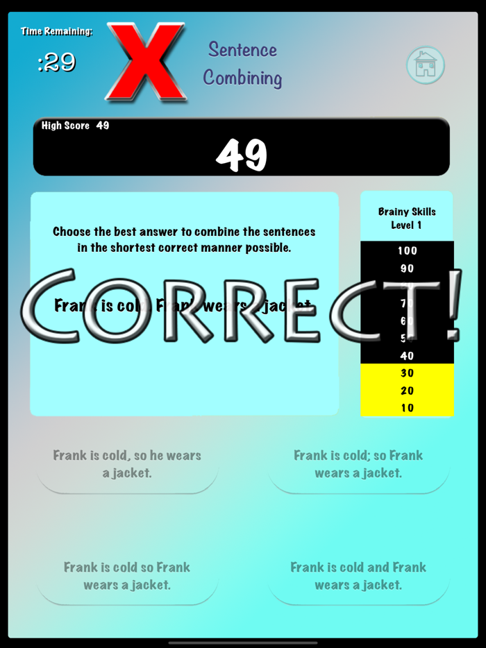 Brainy Skills Sentence Combine