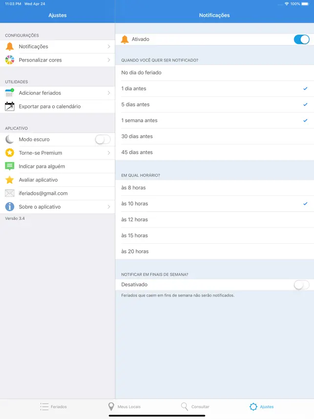 Screenshot 2 iFeriados iphone