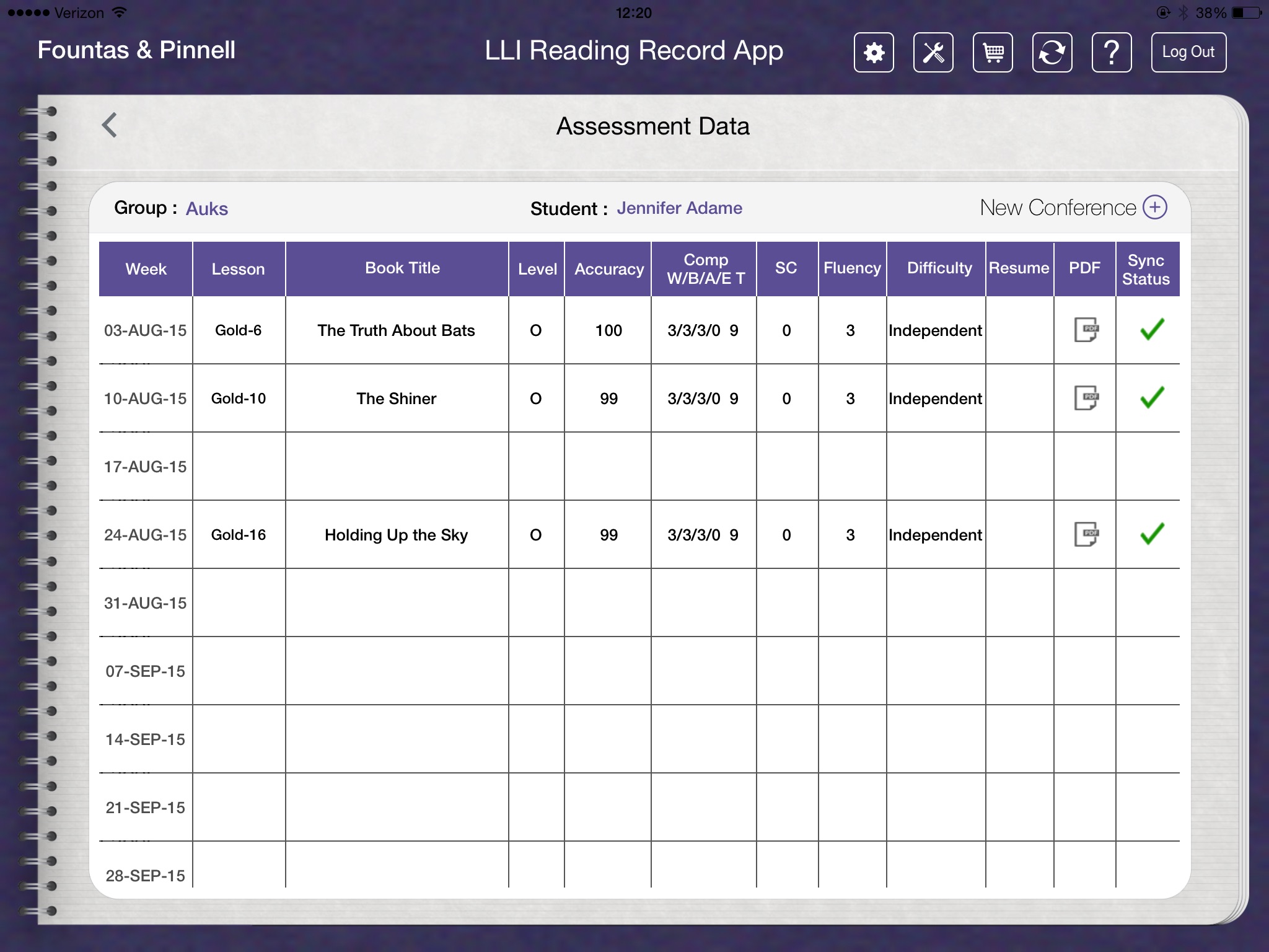 F&P LLI Reading Record Apps screenshot 2
