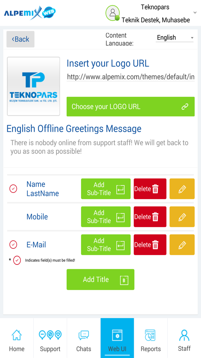 Live chat support - alpemixWeb