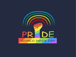 The WorldPrideDayLSD is a small sticker, which are show the 50 World Pride Day LSD sticker in cartoon