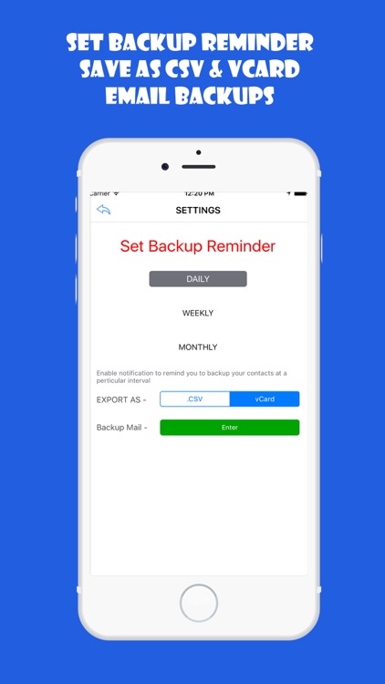 Contact backup and share