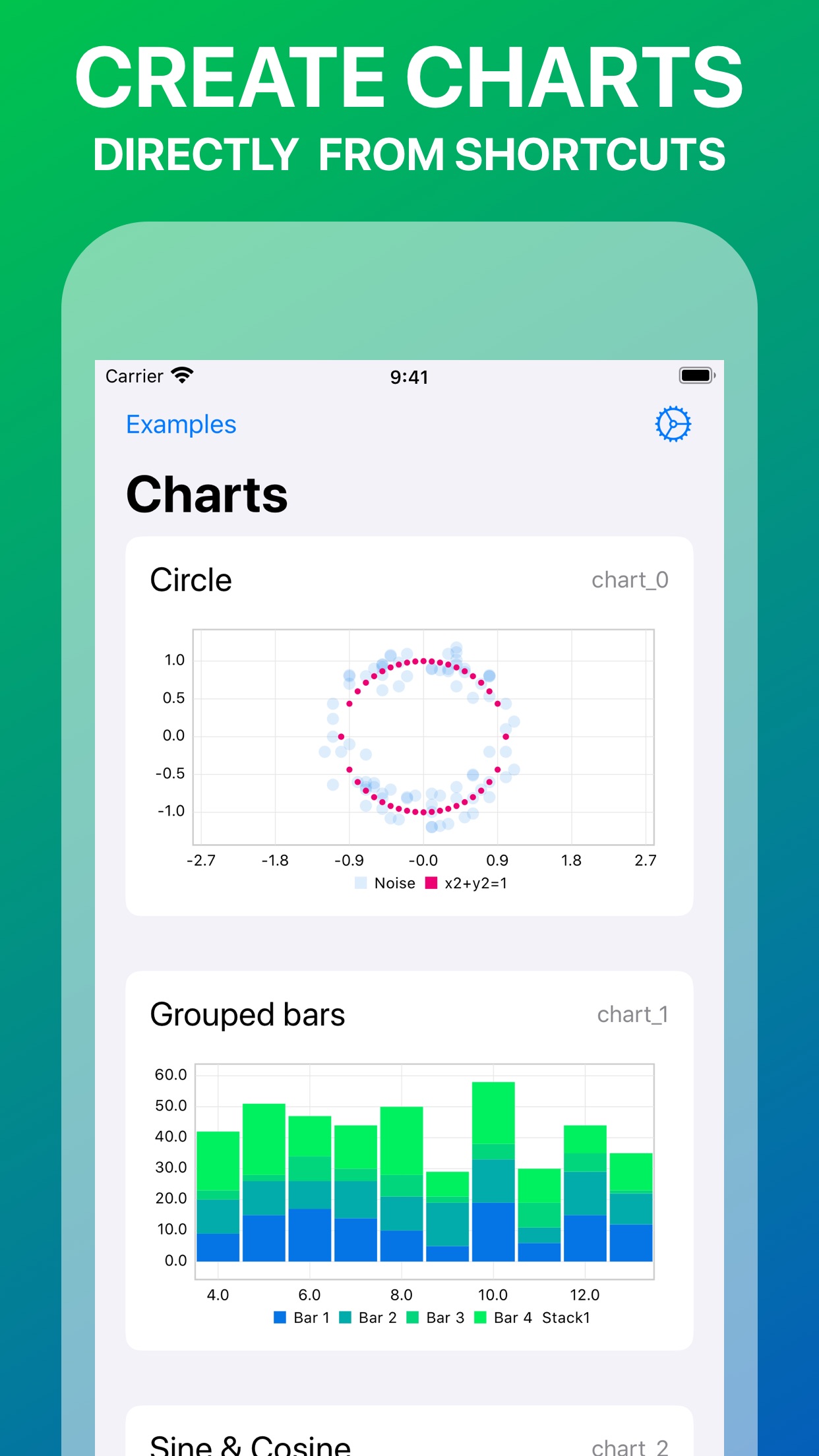 Screenshot do app Charty for Shortcuts