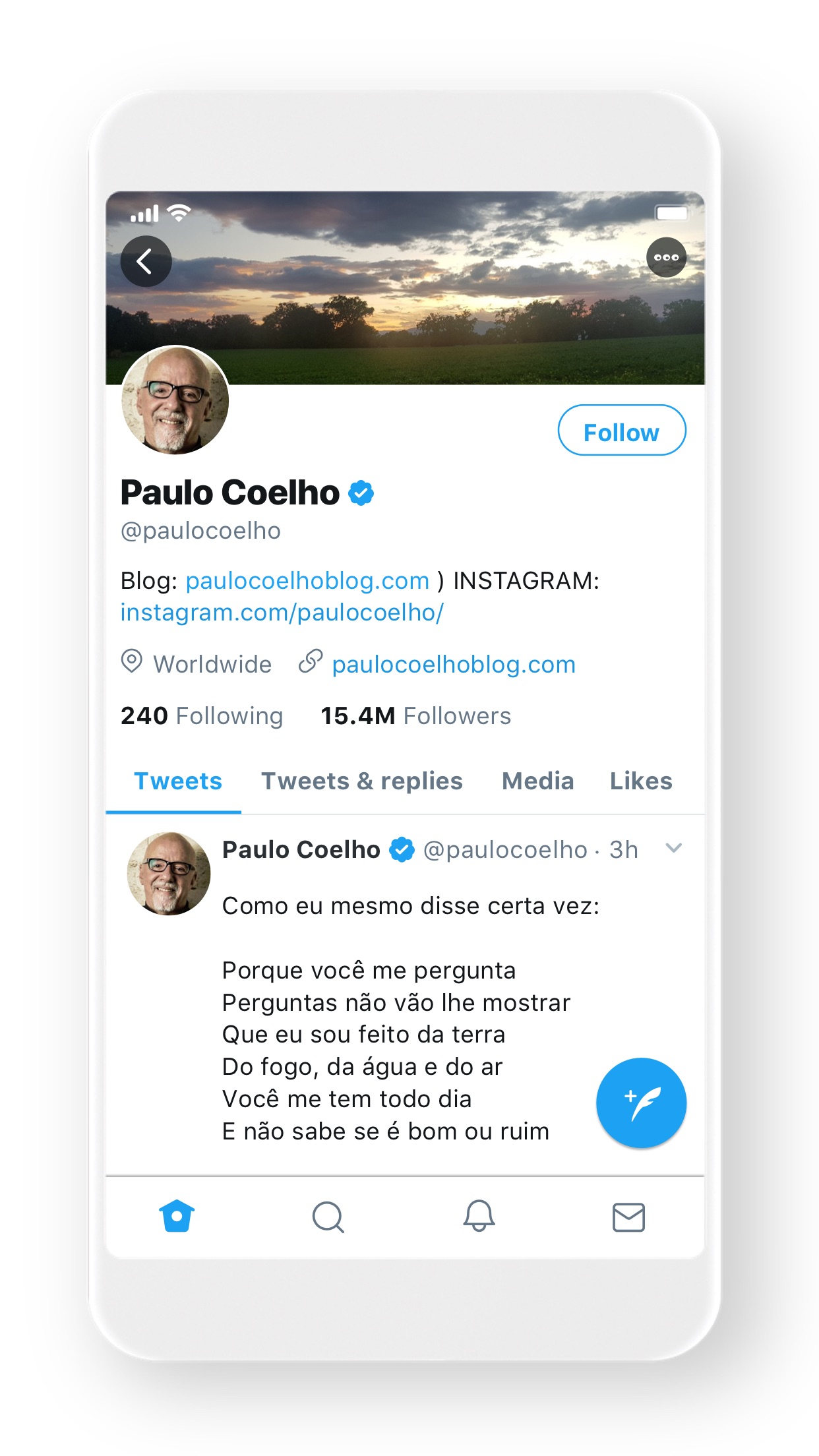 Screenshot do app Twitter