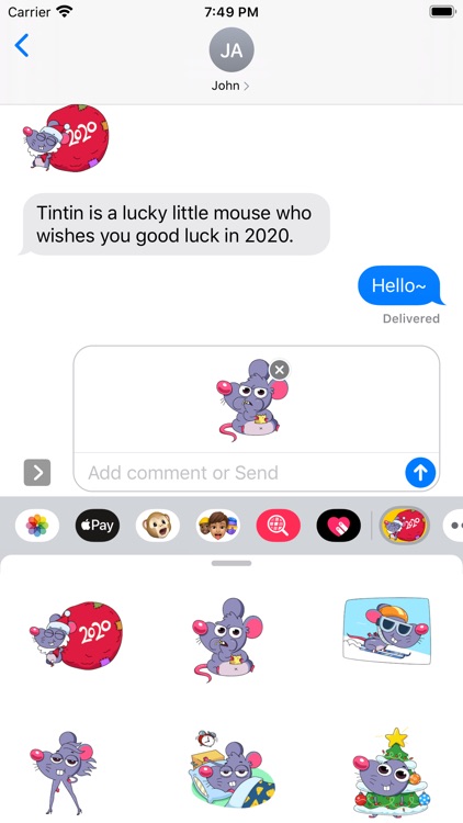 Mouse-Tintin Stickers for 2020