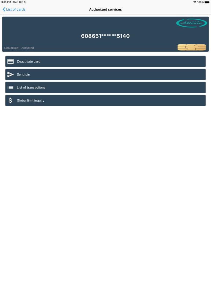 SASCO CONTROL Cardholder