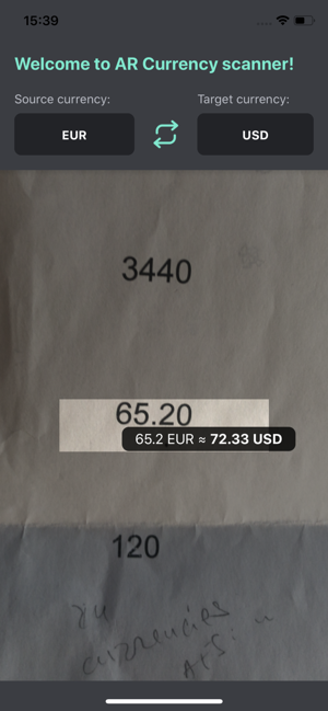 AR Currency scanner