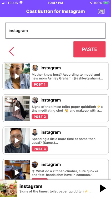 Cast Button 4 Instagram Video