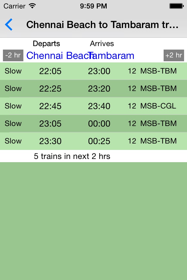 Chennai Local Train Timetable screenshot 2